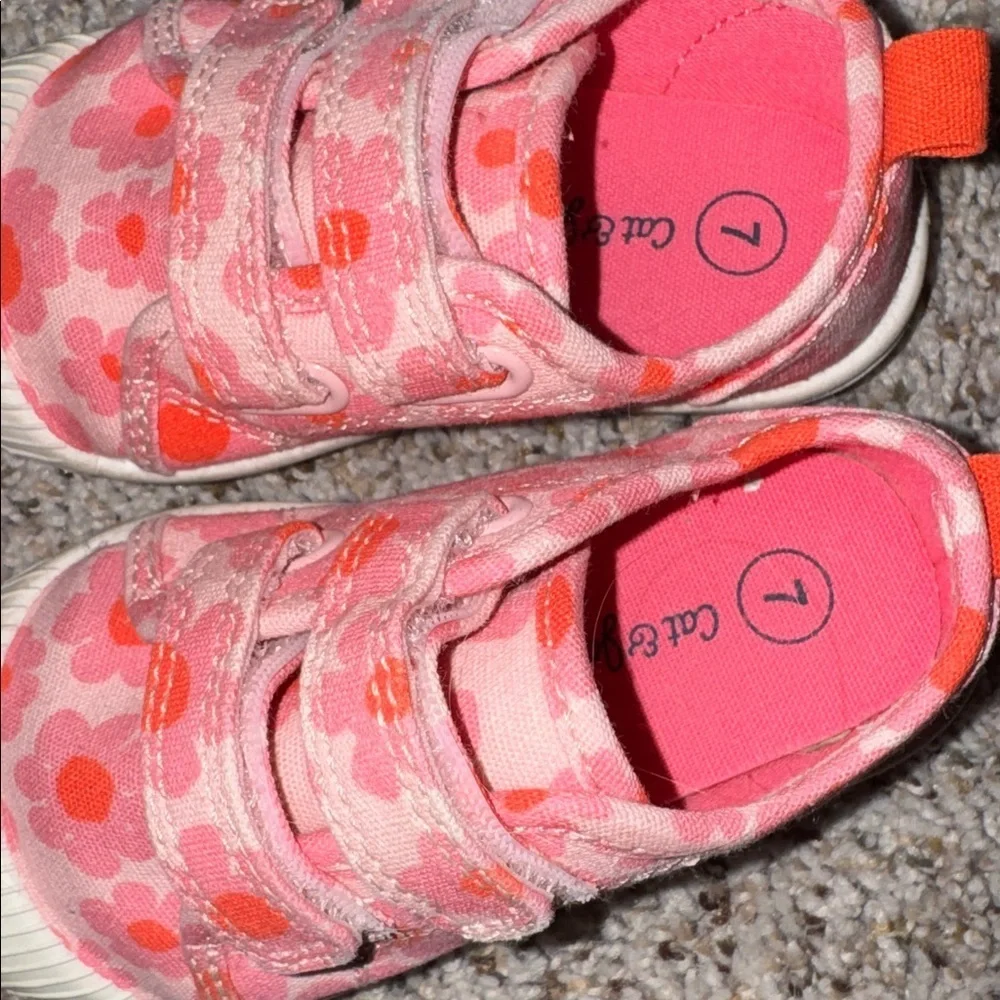 Cat & Jack Pink and Orange Floral Sneakers